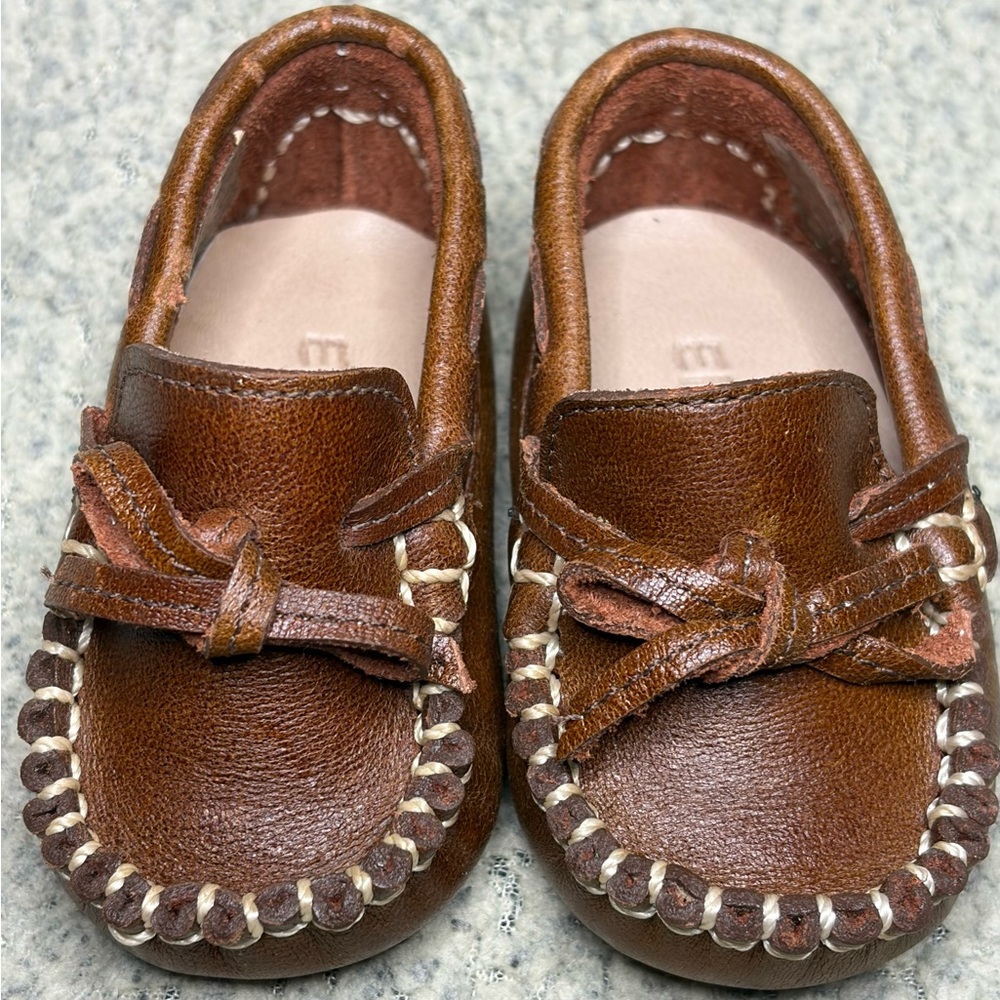 Elephantito Tan Leather Kids Dress Shoes